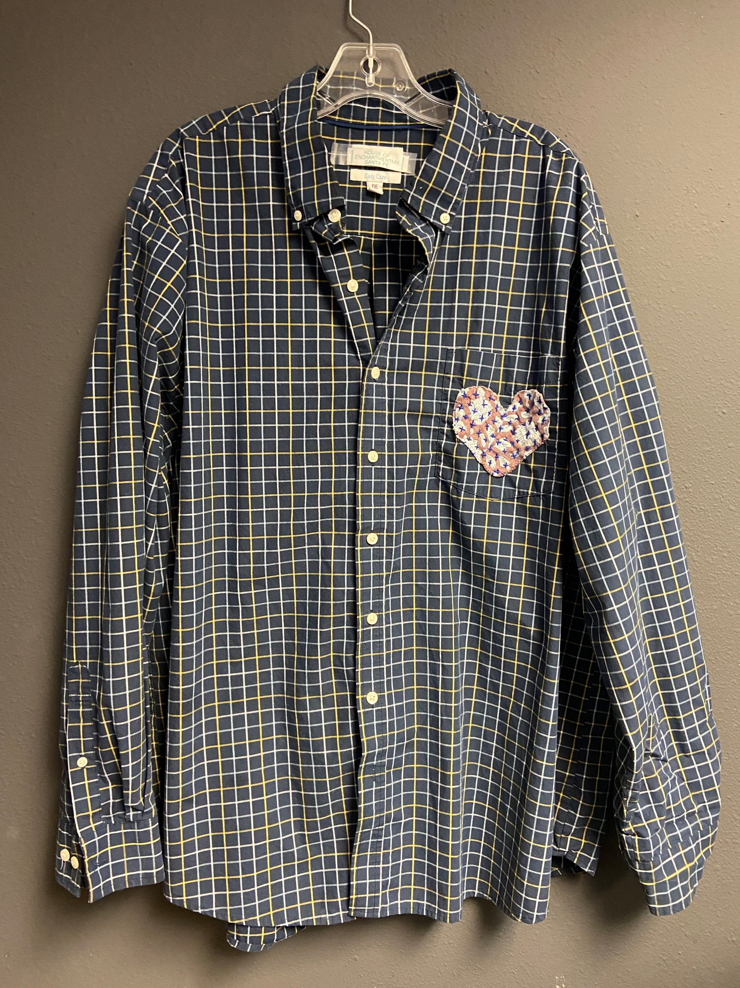 Mens long sleeve button down shirt with HEART PKT